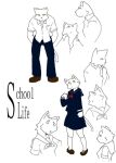 2008 anthro asian_clothing clothing domestic_cat east_asian_clothing expressions felid feline felis female fur japanese_clothing japanese_school_uniform kemono low_res male mammal school_uniform serafuku simple_background uniform white_background white_body white_fur yellow_eyes young_joe008r