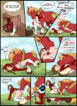 absurd_res animal_genitalia animal_penis balls bestiality big_macintosh_(mlp) black_border border branbaymont breast_play breast_suck breasts butt buttplug comic cutie_mark dialogue duo earth_pony english_text equid equine equine_genitalia equine_penis erection femboy feral friendship_is_magic genitals glans hasbro hi_res horse human human_on_feral interspecies licking male male/male mammal my_little_pony oral penile penis penis_lick plug_(sex_toy) pony red_body sex sex_toy sucking tail text tongue