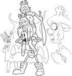 animate_inanimate animated_skeleton anthro antlers bone boots boss_monster_(undertale) bottomwear buckteeth carol_holiday clothing december_holiday deer deltarune denim denim_bottomwear denim_clothing eyelashes facial_hair female footwear freckled_face freckles group hi_res holding_antlers holding_melee_weapon holding_note_pad holding_object holding_sword holding_weapon horn humanoid jeans kaprettino lightner line_art looking_aside looking_at_another male mammal melee_weapon monochrome mustache new_world_deer noelle_holiday on_top_of_another pants papyrus_(undertale) reveal rudolph_holiday scalie shadow_mantle_(deltarune) shocked shoes simple_background skeleton suit susie_(deltarune) sword teeth undead undertale undertale_(series) weapon white_background wide_eyed