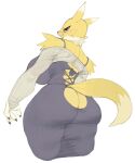 2026 angry anthro arm_tuft bandai_namco big_breasts big_butt black_sclera blue_eyes blush breasts butt canid canine cheek_markings cheek_tuft clothing digimon digimon_(species) digital_drawing_(artwork) digital_media_(artwork) dipstick_ears dipstick_tail dress ear_markings eyelashes facial_markings facial_tuft female female_anthro fox fur furgonomics gloves_(marking) head_markings hi_res huge_breasts huge_butt low-angle_view mammal maotthat markings multicolored_body multicolored_ears multicolored_fur nails neck_tuft purple_body purple_clothing purple_fur rear_view renamon sharp_nails shoulder_tuft side_boob small_waist solo tail tail_markings thick_thighs translucent translucent_clothing tuft white_body white_clothing white_fur wide_hips yellow_body yellow_fur