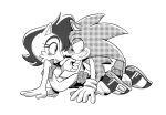 anthro blush breasts canon_couple chipmunk clothing duo eulipotyphlan featureless_breasts female footwear gloves grin ground_squirrel handwear hedgehog hi_res kneeling male male/female mammal monochrome pesky-pincushion quills_(anatomy) rodent sally_acorn sciurid scut_tail sega shoes short_tail smile smirk sonic_the_hedgehog sonic_the_hedgehog_(series) tail