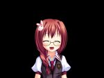  1girl :d ^_^ black_background blush braid breasts closed_eyes collared_shirt fumizuki_yukari fuuka_school_uniform_(hara_hara!!) game_asset glasses hair_intakes hair_ornament hair_over_shoulder hara_hara!! large_variant_set long_hair necktie non-web_source official_art open_mouth puffy_short_sleeves puffy_sleeves rabbit_hair_ornament rabbit_ornament red_hair red_necktie school_uniform self-datamine sena_mirai_(hara_hara!!) shirt short_sleeves sidelocks simple_background small_breasts smile solo standing tachi-e upper_body variant_set vest white_shirt 