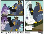 absurd_res animal_genitalia animal_penis anthro avian ball_tuft balls behemoth_(final_fantasy) big_balls big_penis bodily_fluids bone bovid bovine churn churning churning_balls cock_vore comic condom cum cum_inside dragon english_text equine_genitalia equine_penis excessive_cum excessive_genital_fluids filled_condom final_fantasy fluffy fluffy_tail genital_fluids genitals group hi_res horn huge_balls huge_penis hybrid hyper hyper_balls hyper_genitalia hyper_penis internal male mammal masturbation musclegut muscular muscular_anthro muscular_male mythological_creature mythological_scalie mythology neck_tuft overweight penile penis polaroid_photo scalie sexual_barrier_device size_difference skull square_enix tail text trio tuft vore wearing_condom yaudizz