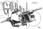  afterburner canopy_(aircraft) choujikuu_yousai_macross commentary_request energy_cannon flying greyscale gun gunpod machine_gun macross mecha_pilot_suit monochrome no_humans pilot roundel signature sound_effects thrusters u.n._spacy variable_fighter vf-1 vf-1s weapon white_background yukimura_(soxhunter) 