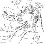 1:1 anthro barazoku beard bite blush body_hair bruno_(brunohyena) canid canine canis clothed clothing curly_hair dialogue domestic_dog duo english_description english_text eye_contact facial_hair fangs fur hair hand_on_head hi_res hoodie hybrid hyena keaboo laugh looking_at_another love male male/male mammal markings mole_(marking) muscular muscular_anthro muscular_male neck_tuft pincers romantic romantic_couple sketch spanish_description spanish_text spots spotted_body spotted_hyena striped_hyena teeth text topwear tuft white_body white_fur zordykeaboo