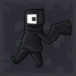 1:1 1_eye 2026 abstract_background absurd_res ambiguous_gender armless big_eyes biped black_body clothed clothed_ambiguous clothed_humanoid clothing cube_(vexedcalyx) digital_drawing_(artwork) digital_media_(artwork) featureless_feet feet for_a_head front_view gimp_(artwork) grey_background hi_res humanoid looking_at_viewer mouthless object_head scarf shaded simple_background soft_shading solo square_(anatomy) square_head summerfruit three-quarter_view walking