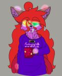 2021 absurd_res ahoge anthro big_hair breasts brown_ears canid canine clothed clothing container cup demigirl_(lore) english_text fangs felid female fox fur glowing glowing_ears glowing_eyes green_eyes hair heart_(marking) hi_res holding_container holding_cup holding_mug holding_object hybrid inner_ear_fluff looking_at_viewer mammal markings mug multicolored_body multicolored_ears multicolored_fur nonbinary_(lore) prehistoric_species purple_body purple_clothing purple_fur purple_inner_ear_fluff red_body red_ears red_fur red_hair robyn_(robynsnowyfoxxo) robynsnowyfoxxo saber-toothed_tiger sabertooth_(anatomy) solo teeth text tired trans_(lore) trans_woman_(lore) tuft two_tone_body two_tone_ears two_tone_fur yellow_eyes