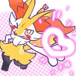 1:1 2025 ambiguous_anthro ambiguous_gender annyui0611 anthro biped blush blush_stickers braixen canid digital_drawing_(artwork) digital_media_(artwork) digitigrade dipstick_tail food front_view full-length_portrait generation_6_pokemon hand_on_hip heart_symbol hi_res japanese_description looking_at_viewer mammal markings nintendo object_in_tail on_one_leg one_eye_closed open_mouth open_smile pokemon pokemon_(species) portrait shrimp_(food) simple_background smile snout solo standing tail tail_markings translated_description wink winking_at_viewer