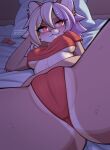 absurd_res anthro bra breasts camel_toe clothed clothing condom crotch_focus domestic_ferret dun_dun fangs female fur genital_focus hair hi_res mammal medium_breasts multicolored_body multicolored_fur multicolored_hair mustelid musteline nipple_outline panties red_clothing red_eyes sexual_barrier_device smile solo spread_legs spreading teeth true_musteline tuma_tt two_tone_body two_tone_fur two_tone_hair under_boob underwear vulva_focus weasel