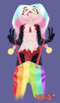 2024 abs absurd_res bottomwear bottomwear_down clothed clothing cock_teasing double_v_sign erection fizzarolli_(helluva_boss) genitals gesture hand_gesture hellaverse helluva_boss hi_res humanoid looking_at_viewer male multicolored_bottomwear multicolored_clothing pants pants_down partially_clothed penis rainbow_bottomwear rainbow_clothing rainbow_pants slim solo standing suspenders tongue tongue_out v_sign vein veiny_penis voidpointer
