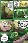 absurd_res ambiguous_gender anthro brradett clothed clothing colored comic dialogue digital_media_(artwork) english_text felid feline female feral fur green_eyes group hi_res horn kat_(irresistable) lernie_(brradett) lying_on_another mammal open_mouth piwo_(brradett) scalie speech_bubble tail text trio yellow_eyes