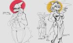 5:3 anthro broom cavemanon_studios cigarette cleaning_tool clothing darpoken dinosaur dominant dominant_female dress duo eyewear female fingers_together glasses goodbye_volcano_high group hi_res hoodie i_wani_hug_that_gator kalixtazero ko_op_(game_developer) meccha_chameleon mia_moretti naomi_(gvh) prehistoric_species reptile scalie shy sketch smoking smoking_cigarette topwear trio