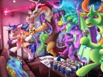 2026 alcohol anthro antlers beer beer_cans beverage beverage_can black_hair blue_hair blue_hooves body_pillow brown_body brown_fur cable changeling_(mlp) chimera claws clothing colored dakimakura dakimakura_pillow digital_drawing_(artwork) digital_media_(artwork) disco_ball discord_(mlp) door draconequus dragon drunk electronics equid equine european_mythology eyebrows eyes_closed facial_hair fangs feathered_wings feathers feral friendship_is_magic frown fur furniture furry_tail goatee green_body green_scales grey_body grey_fur group hair hasbro hat headgear headwear hi_res holding_microphone holding_object hooves horn inside intense jacket james_corck karaoke large_wings light long_hair looking_at_viewer male mammal membrane_(anatomy) membranous_wings microphone my_little_pony mythological_creature mythological_equine mythological_scalie mythology one_leg_up orange_antlers orange_clothing orange_jacket orange_topwear party party_hat pillow princess_ember_(mlp) purple_body purple_clothing purple_eyes purple_jacket purple_scales purple_scarf purple_topwear raised_leg red_body red_scales red_tongue scales scalie scarf shaded sharp_teeth shining_armor_(mlp) signature singing smile snout sofa spike_(mlp) spikes spikes_(anatomy) strobe_lights substance_intoxication table tail teeth thorax_(mlp) tongue topwear unicorn unicorn_horn unimpressed wall_(structure) western_dragon white_body white_eyebrows white_facial_hair white_fur white_goatee wings yellow_body yellow_fur