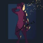 1:1 anthro as_val blood blood_splatter bodily_fluids casualties:_unknown crotch_tuft domestic_cat felid feline felis full-length_portrait gun gunsawian hands_behind_head holding_object holding_weapon killercanid male mammal markings no_pupils nude nude_anthro portrait purple_body ranged_weapon solo spikes striped_markings striped_tail stripes tail tail_markings tuft unusual_blood unusual_bodily_fluids voyager_(gunsawian) weapon whiskers