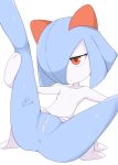 2020 9rimson anus blue_body blue_hair blue_skin bottomless breasts butt censor_bar censored clothed clothing dated digital_drawing_(artwork) digital_media_(artwork) dress eyelashes female generation_3_pokemon genitals hair hair_over_eye half-closed_eyes hi_res holding_leg_up humanoid ineffective_censorship innie_vulva kirlia leaning leaning_backward legs_up multicolored_body narrowed_eyes nintendo not_furry orange_eyes pokemon pokemon_(species) shiny_pokemon signature simple_background sitting small_breasts solo spread_legs spreading two_tone_body vulva white_background white_body