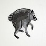 1:1 2026 ambiguous_gender black_nose collage_(artwork) disability feral grey_body jimothy mammal megan_coyle procyonid raccoon short_tail side_view simple_background snout solo tail traditional_media_(artwork) white_background