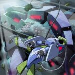  air_bubble anglerfish bubble commentary_request fish glowing glowing_eyes lurerre_(mega_man) mega_man_(series) mega_man_zx napo no_humans non-humanoid_robot open_mouth red_eyes robot robot_animal robot_fish swimming underwater 