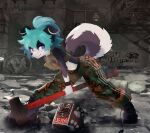 absurd_res anthro armor army black_boots black_clothing black_footwear black_markings black_nose black_shoes blue_body blue_fur blue_hair boots bottomwear brown_clothing camo camo_bottomwear camo_clothing camo_print canid canine canis closed_smile clothed clothed_anthro clothing curled_tail day detailed detailed_background digital_media_(artwork) dirty dirty_clothing domestic_dog english_text escape_from_tarkov eyebrows femboy fingers floppy_ears fluffy fluffy_tail footprint footwear full-length_portrait fully_clothed fully_clothed_anthro fur graffiti green_bottomwear green_clothing green_footwear green_pants grey_clothing grey_footwear grin hair hammer head_markings hi_res holding_object holding_tool holding_weapon husky k441z legwear long_hair looking_at_viewer male male_anthro mammal markings melee_weapon meme midriff military military_uniform mixed_media mouth_closed multicolored_body multicolored_bottomwear multicolored_clothing multicolored_fur multicolored_tail multicolored_topwear nordic_sled_dog outside oversized_bottomwear oversized_clothing oversized_pants paint pants pattern_bottomwear pattern_clothing pattern_pants pattern_shirt pattern_topwear pawprint photo_background photography_(artwork) portrait pose print_clothing purple_eyes raised_tail russian_text shaded shirt shoes slim smile smiling_at_viewer smirk solo spitz spots spotted_body spotted_fur standing tail teal_hair text tools topwear translated tuft two_tone_body two_tone_clothing two_tone_fur two_tone_tail uniform wall_(structure) warrior weapon white_body white_fur white_tail
