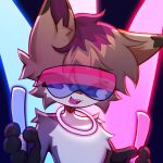 1:1 anthro canid canine canis domestic_dog glowstick herding_dog hi_res male mammal octoberrk pastoral_dog rave remy_pawz solo spitz swedish_vallhund