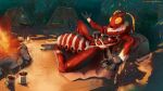 16:9 4_arms absurd_res antennae_(anatomy) anthro arthropod arthropod_abdomen campfire cecropia_moth compound_eyes feet forest grey_feet grey_hands hi_res insect insect_wings jack_mulroney lepidopteran lepidopteran_wings male moth multi_arm multi_limb multicolored_body neck_tuft nude_anthro nude_male open_mouth outside plant pseudo_pupils reclining red_body saturniid striped_abdomen stripes tree tuft vega_frith white_body widescreen wings yellow_antennae yellow_eyes