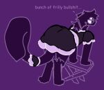 ambiguous_gender anthro clothing comic_sans dialogue digitigrade domestic_cat felid feline felis fur maid_uniform male mammal monotone_body monotone_fur monster multi_eye profanity purple_background purple_body purple_fur rear_view simple_background solo something_(artist) something_(something) step_stool tail text uniform unimpressed
