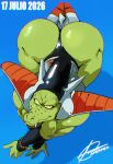 2026 4_fingers absurd_res alien all_fours anthro armor armwear big_butt biped bird's-eye_view black_armwear black_clothing black_eyes black_thong black_underwear blue_background blueberry's_race blueberry_(dragon_ball) butt chromatic_aberration clothed clothed_anthro clothed_male clothing crimenes dated digital_drawing_(artwork) digital_media_(artwork) dragon_ball dragon_ball_z fingers footwear glistening glistening_armor glistening_body glistening_butt glistening_clothing glistening_headgear glistening_helmet glistening_thong glistening_underwear green_body green_scales headgear helmet hi_res high-angle_view looking_at_viewer looking_up looking_up_at_viewer male male_anthro mouth_closed multicolored_clothing multicolored_footwear multicolored_shoes muscular muscular_anthro muscular_male orange_clothing orange_footwear orange_shoes reptile scales scalie shoes signature simple_background solo spanish_description teeth thong two_tone_clothing two_tone_footwear two_tone_shoes underwear white_clothing white_footwear white_shoes yellow_sclera