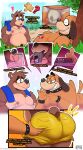 2026 4_fingers absurd_res anthro arm_tuft armband backpack banjo-kazooie banjo_(banjo-kazooie) bear bedroom_eyes belly beverage beverage_can big_butt black_eyebrows black_nose blowing_cartridge blue_background blue_backpack blue_pupils blush bottomwear brown_body brown_ears brown_eyebrows brown_fur bulge butt butt_grab canid canine canis clothing cloud collar colored comic constricted_pupils controller dialogue digital_media_(artwork) domestic_dog duck_hunt duck_hunt_dog el_booki english_text exclamation_point eyebrows fingers fur game_cartridge game_controller gesture grass greeting grin hand_on_butt head_tuft heart_symbol hi_res holding_beverage holding_controller holding_game_controller holding_joystick holding_object imminent_sex jewelry leaf leaking long_grass male male/male mammal moobs narrowed_eyes naughty_face navel necklace nes_advantage nintendo nintendo_entertainment_system nipples open_mouth orange_body orange_fur orange_text overweight overweight_anthro overweight_male pale_skin plant pressing_button pupils puzzle_piece raised_eyebrows rareware seductive sex_gesture short_tail shorts shoulder_tuft simple_background sitting sitting_on_ground sky small_pupils smile snout suggestive suggestive_gesture tail tail_motion tailwag teeth text tooth_necklace tree tuft underwear url watermark wearing_collar white_clothing white_underwear wrist_tuft yellow_background yellow_bottomwear yellow_clothing yellow_shorts yellow_text
