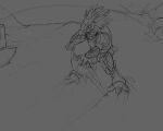 3_fingers 3_toes 5:4 action_scene alien anthro armor avian barefoot benji_(artist) digitigrade energy_blade energy_sword energy_weapon explosion face_covered feather_hair feathered_crest feathers feet fingers fist full_armor halo_(series) head_crest headgear helmet hi_res holding_melee_weapon holding_object holding_sword holding_weapon kig-yar male melee_weapon microsoft missile monochrome pseudo_hair rocket scalie scratches short_tail sliding smoke_trail solo spurs_(anatomy) sword t'vaoan tail toes weapon wrist_blade xbox_game_studios