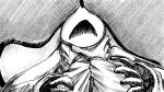 16:9 anthro asphyxiation canid canine canis choking clothing domestic_dog domestic_ferret dragonweirdo duo female first_person_view gloves hands_around_neck hands_on_arms handwear hi_res long_ears male mammal military_uniform monochrome mustelid musteline puck_(dragonweirdo) strangling true_musteline tula_(dragonweirdo) uniform weasel widescreen