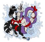absurd_res alpha_channel anthro ayre_(flemina) azaleesh bdsm becky_(coltron20) belly big_belly black_body black_fur black_hair blue_nipples bondage both_pregnant bound bow_ribbon canid canine duo female fennec_fox fox fur hair hand_holding hi_res huge_belly hybrid kissing mammal multicolored_body multicolored_fur multiple_pregnancies nipples pregnant pregnant_anthro pregnant_female purple_body purple_fur red_ribbon ribbon_bondage ribbons snowflake true_fox white_body white_fur white_hair