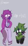 ambiguous_gender artist_name black_body black_fur bovid caprine clothing darkner deltarune english_text eyewear fur glasses goat green_clothing green_hat green_headwear grey_background hair hat headgear headwear hi_res horn humanoid male mammal mogesun purple_body purple_hair purple_skin ralsei relsay_(ralseipastries) seth_(deltarune) seven_flowers simple_background solo tagme text undertale_(series) white_eyes