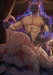 abs animal_genitalia anthro aura back_muscles baldur's_gate baldur's_gate_3 bed biceps big_butt bite_mark black_sclera blood blue_fire bodily_fluids bubble_butt butt butt_grab colored_fire curtains deltoids detachable detachable_head dragon dragonborn_(dnd) dullahan dungeons_and_dragons duo european_mythology fire from_behind_position furniture genital_slit genitals grin hand_on_butt hasbro hi_res horn inside irish_mythology knot knotted_penis larian_studios long_tongue magic male male/male muscular muscular_anthro muscular_arms muscular_male muscular_thighs mythological_creature mythological_scalie mythology on_bed oral painting_(object) penis raised_tail red_eyes sacorxi scales scalie scar serratus sex sharp_teeth smile tail tail_grab teeth the_dark_urge_(baldur's_gate) tongue tongue_out tonguejob triceps white_body white_scales wizards_of_the_coast