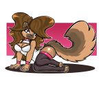 2026 6:5 absurd_res anthro big_hair blue_eyes breasts brown_hair butt canid canine canis circle_shadow cleavage cleavage_cutout clothed clothing collar colored cutout digital_drawing_(artwork) digital_media_(artwork) domestic_dog female fingers fur hair hi_res legwear leotard mammal navel pinup pose posing_for_picture round_breasts ryzorarts shaded shadow simple_background smile solo stockings tail thick_thighs thigh_highs topwear twist_(torqueempup) wide_hips wristband