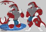 2026 anthro aquatic artist_logo badnik barazoku biceps big_bulge big_muscles big_pecs black_sclera blue_clothing blue_eyes blue_underwear bulge claws clothed clothing daikuhiroshiama dark_sclera fangs feral fin grey_background grey_body hi_res huge_bulge logo looking_at_viewer machine male mosasaur mosasaurus mouth_closed multiple_poses muscular muscular_anthro muscular_male open_mouth partially_submerged pecs pose prehistoric_species quads red_body reptile robot scalie sega simple_background solo sonic_superstars sonic_the_hedgehog_(series) spiked_neck spiked_tail spikes spikes_(anatomy) tail tail_fin teeth triceps underwear underwear_only water watermark wet white_body
