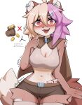 anthro breasts camel_toe card choker clothed clothing coin domestic_ferret dun_dun female fur hair hi_res jewelry legwear mammal medium_breasts multicolored_body multicolored_fur multicolored_hair mustelid musteline necklace open_mouth playing_card red_eyes seven_of_hearts simple_background six_of_hearts solo tail thick_thighs thigh_highs true_musteline tuma_tt two_tone_body two_tone_fur two_tone_hair weasel wide_hips