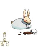 1:1 ambiguous_gender animal_hospital_(roblox) beverage blush bottomless clothed clothing coffee coffee_cup coffee_mug container cup dated digital_media_(artwork) feral hi_res intern_(animal_hospital) jacket jacket_only lagomorph leporid long_ears mammal rabbit roblox smile solo topwear topwear_only valken_holmes watermark