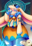 2025 adjusting_glasses angela_flux anthro artist_logo atlyss bell bell_collar big_breasts blue_eyes blue_horn breasts cleavage clothed clothed_female clothing collar curvy_figure detailed_background dress eyewear female female_anthro full_cleavage fully_clothed fully_clothed_female glasses hi_res horn huge_breasts legwear logo long_ears nyabellart oathkin_(atlyss) orange_clothing orange_dress red_eyewear red_glasses solo stockings torn_clothing torn_legwear torn_stockings voluptuous voluptuous_female