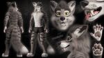 16:9 3d_(artwork) 4k absurd_res anthro black_hair bulge canid canine canis cheek_tuft claws clothing countershading digital_media_(artwork) facial_markings facial_tuft fangs felid fluffy fluffy_tail front_view fur grey_body grey_fur hair head_markings hi_res hybrid johnny_(johnwulffe) johnwulffe male mammal markings model_sheet multiple_angles nude open_mouth pantherine pawpads rear_view sabertooth_(anatomy) solo standing striped_body striped_fur stripes tail teeth tiger tongue tongue_out tuft underwear whiskers widescreen wolf yellow_eyes
