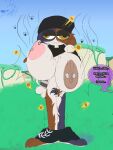 3:4 absurd_res anthro big_breasts breasts bullet destiny's_art domestic_cat english_text epic_games felid feline felis female flies_for_smell fortnite genitals hi_res mammal meow_skulls nipple_piercing nipples piercing pubes smelly solo text vulva