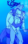anal anal_penetration anthro antlers balls beastars bottomless canid canine canis clothed clothing deer duo from_behind_position funny_face genitals hand_on_bed hi_res horn hug hugging_another hugging_from_behind legoshi_(beastars) looking_pleasured louis_(beastars) male male/male mammal no_underwear partially_clothed penetration penis sex shirt shirt_only spicedpopsicle standing standing_sex tongue tongue_out topwear topwear_only underwear underwear_down wolf
