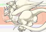 2_heads 2_horns 4_toes absurd_res anus bandage bandaged_body belly belly_focus beverage big_belly big_butt blue_eyes blush bodily_fluids butt butt_focus claws digestion digestion_noises digitigrade dragon english_text enjoying european_mythology feathered_wings feathers feet female feral finger_claws fnly_fez frozen_moon fur furred_dragon furred_scalie genital_fluids genitals greek_mythology green_eyes hi_res horn horn_jewelry horn_ring huge_belly huge_butt hydra jewelry looking_pleasured lying multi_head mythological_creature mythological_scalie mythology open_mouth paws red_blush red_vulva ring_(jewelry) scalie shy simple_background smile solo spread_wings squirming tea text toe_claws toes tongue tongue_out vaginal_fluids vore vulva western_dragon wings