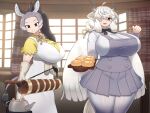 2_horns 4:3 :d animal_humanoid apron asinus asinus_humanoid beverage big_breasts black_hair bovid bovid_humanoid bovine bovine_humanoid bow_tie breasts brown_eyes clothed clothing curvy_figure donkey_(kemono_friends) donkey_humanoid dress duo equid equid_humanoid equine equine_humanoid female food gloves gradient_hair grey_hair hair hair_over_eye handwear hi_res holding_object holding_tray horn huge_breasts humanoid inner_ear_fluff japari_bun kemono_friends legwear long_hair mammal mammal_humanoid mo23 multicolored_hair ponytail pouring_liquid sidelocks smile tail tail_tuft tights tuft twintails_(hairstyle) voluptuous voluptuous_female voluptuous_humanoid white_hair wide_hips yak_(kemono_friends) yak_humanoid