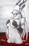 anthro big_breasts bloodborne breasts canid duo female fromsoftware fur hair hi_res horn long_hair mammal medallion nude observerdoz partially_submerged pubes size_difference solo_focus sony_corporation sony_interactive_entertainment standing tongue tongue_out vicar_amelia white_body white_fur