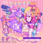 1:1 accessory anthro asian_clothing bodily_fluids canid canine canis clairen_(rivals_of_aether) clenched_teeth clothing coffee_collie deltarune domestic_dog duo east_asian_clothing english_text eyelashes eyewear female festival fireworks fist fleet_(dungeons_of_aether) flower flower_in_hair food footwear forsburn geta hair hair_accessory happi_(clothing) hi_res japanese_clothing jumping kimono kris_dreemurr lagomorph leporid lightner male mammal mouse murid murine night orcane paper_fan plant pomme_(rivals_of_aether) rabbit raised_fist raised_hand rating_scale rivals_of_aether rodent running sandals shiba_inu shoes spitz splash_art sunglasses surprised sweat takoyaki teeth text undertale_(series)