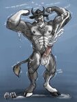 2023 3:4 abs anthro armpit_hair balls barazoku bared_teeth big_muscles black_hair black_hooves black_horn black_nipples bodily_fluids body_hair bovid bovine cattle chest_hair cum cum_on_arm cum_on_face cum_on_ground cum_on_leg cum_on_own_penis cum_on_penis cum_on_self cumshot dated ear_piercing ear_tag ejaculation erection excessive_cum excessive_genital_fluids eyes_closed flexing flexing_bicep flexing_both_biceps front_view full-length_portrait fur genital_fluids genital_piercing genitals grey_body grey_fur hair hi_res hooves horn hufnaar huge_muscles humanoid_genitalia humanoid_penis male male_anthro mammal motion_lines muscular muscular_anthro muscular_male nipples nude pecs penis penis_piercing piercing portrait pose prince_albert_piercing pubes solo standing tail tail_tuft teeth tuft vein veiny_penis white_balls white_body white_fur white_hooves