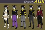 3:2 alix_(gingastella) anthro clothing domestic_cat felid feline felis female fur gingastella group hi_res humanoid mammal model_sheet multicolored_body multicolored_fur uniform