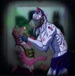 acesshade akaishade albino anthro asphyxiation blood blood_in_mouth blood_splatter bodily_fluids body_hair bottomwear brick choking claws clothing cortex_virus creepy_face deadlyassassin death duo dying fangs felid feline female fur fur_markings happy_trail horror_(expression) horror_(theme) hyena ill insane killing male mammal markings mask monster monster_energy nosebleed outlast pawpads pink_body pink_fur red_eyes scar scared scary snarling spots spotted_body spotted_fur spotted_hyena teeth torn_bottomwear torn_clothing toxic_gas wounded
