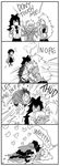  4koma angry blake_belladonna blush comic commentary english greyscale group_hug happy hug monochrome multiple_girls nagasawa_(tthnhk) ruby_rose rwby weiss_schnee yang_xiao_long 