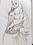  abs biceps black_nose clothing erect_nipples fur furry_tail hatake huge_muscles invalid_tag looking_at_viewer male mammal muscular nipple_piercing nipples pants pecs piercing quads shirt sketch smile smirk smug snout solo tank_top triceps vein veiny_muscles 