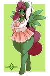  2017 anthro breasts cleavage clothed clothing equine fan_character female fur green_fur kloudmutt mammal my_little_pony pegasus purple_eyes solo thick_thighs wings 